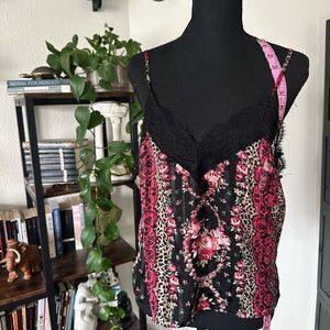 In Bloom Black and Pink Floral Camisole